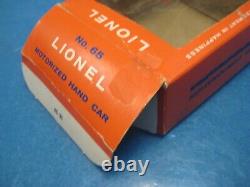 Lionel P/w #65 Motorized Hand Car With Original Instructions & Box