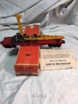 Lionel Postwar 6660 Boom Crane Car C-8 Ln With Worn Original Box