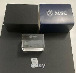 MSC SEASIDE CRUISE SHIP OPTIC CRYSTAL 3D CUBE withBOXES MADE IN ITALY