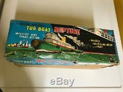 Masudaya Vintage Neptune Tug Boat. All Actions Work Perfectly With Original Box