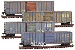 Micro-Trains MTL N-Scale 50ft Ribbed-Side Box Cars CSX Weathered/Graffiti 4-Pack