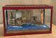 Miniature Chinese sailing boat diorama in box vintage model Junk wood ship