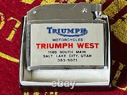 New In Box-1970s TRIUMPH WEST Trident Motorcycle Dealer Cigarette Lighter Sign