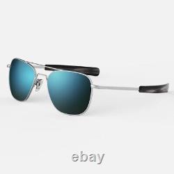 New in Box Randolph Aviator 55mm Matte Chrome Polarized Cobalt Lens Sunglasses