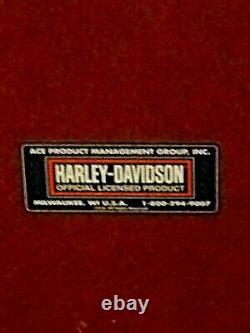OFFICIAL HARLEY DAVIDSON STORAGE CUBE Leatherette Cushion Wood Box Ottoman RARE