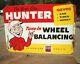 ORIGINAL 1961 HUNTER Wheel Balancer Balancing DEALER GARAGE DIST SIGN withBOX