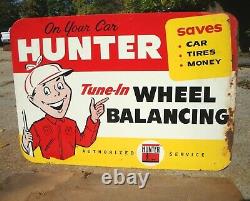 ORIGINAL 1961 HUNTER Wheel Balancer Balancing DEALER GARAGE DIST SIGN withBOX