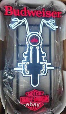 Official Budweiser Harley Davidson Motorcycle Led Sign New In The Box