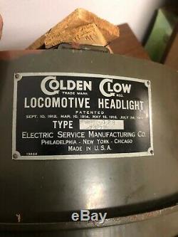 Old Vintage GOLDEN GLOW LOCOMOTIVE headlight in box NOS early Deisel OD paint