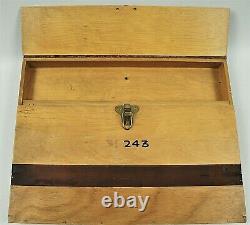 Original 1918 US Airmail Bi-Plane Wooden Mail File Box CORBIN Latch Leather Fold