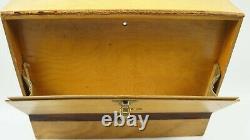 Original 1918 US Airmail Bi-Plane Wooden Mail File Box CORBIN Latch Leather Fold