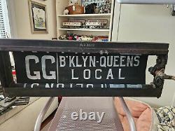 Original Nyc Subway Sign Ny 3 Route Roll Sign With Frame Box & Orig Crank