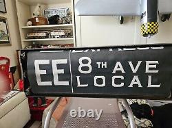 Original Nyc Subway Sign Ny 3 Route Roll Sign With Frame Box & Orig Crank