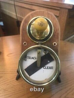 Original Railway Signal Box Track Brass Indicator Dial On Oak Mount