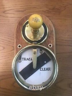 Original Railway Signal Box Track Brass Indicator Dial On Oak Mount
