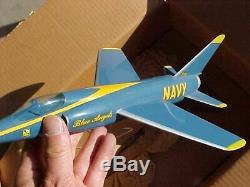 Original Vintage Topping F-11 Tiger Blue Angels Aircraft Desk Model In Box