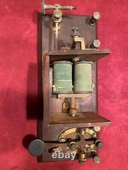 Pair Antique Jh Bunnell Telegraph 150 Ohm Box Relay& Key Onboard Caboose Set