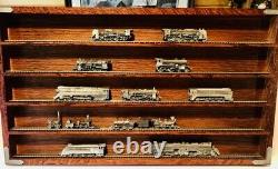 Pewter Train Set Franklin Mint Train Locomotives with Wood Display Box/Tracks