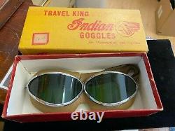 RARE Indian Motorcycle Aviation Goggles Green & Chrome and box''Rocket'