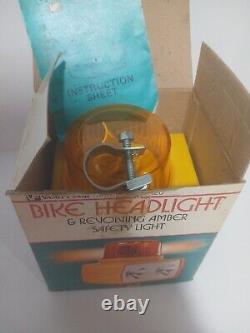 RARE WORKING NOS Vanity Fair bike ROTATING AMBER LIGHT 60s AMF HUFFY SCHWINN BOX