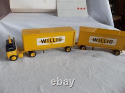 RARE Winross WILLIG FREIGHT LINES'87 Tractor/Trailer Doubles 164 Orig Box EUC