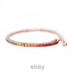 Rainbow Sapphire Men's Women's Tennis Bracelet 9Ct Lab Created 925 14K Gold Over