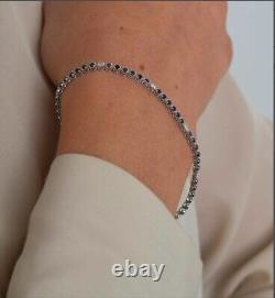 Round 6Ct Lab Created Blue Sapphire & Moissanite Tennis Bracelet- 7 925 Silver