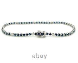 Round 6Ct Lab Created Blue Sapphire & Moissanite Tennis Bracelet- 7 925 Silver