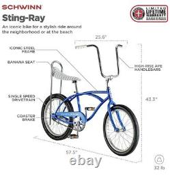 Schwinn Stingray Sting Ray banana seat 20 bike Color Is BLUE NEW In Box