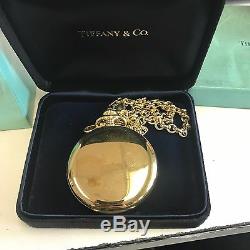 Tiffany & Co Pocket Watch 18k Yellow With Solid Thick Chain Box and Receipt
