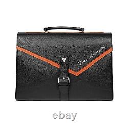 Tonino Lamborghini Leather Briefcase Mens Orange, Calfskin withDust Bag