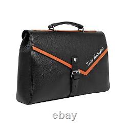 Tonino Lamborghini Leather Briefcase Mens Orange, Calfskin withDust Bag