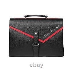 Tonino Lamborghini Leather Briefcase Red, Laptop Compartment with Dust Bag
