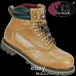 V12 Mohawk Steel Toe Cap Lace Up Leather Safety Boots NEW IN BOX V1244