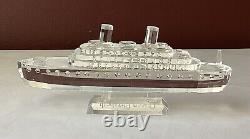 VTG Crystal Queen Elizabeth (1939-1972) Cruise Ship Figurine In Box/ Cunard