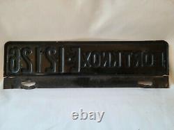 Vintage 1940s Fort Knox Kentucky Cut in lower corner Topper License Plate 1021