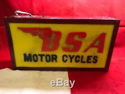 Vintage 1960's Advertising Light Box BSA Motorcycles Perspex & Metal 45x24x10 Cm
