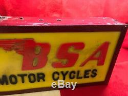Vintage 1960's Advertising Light Box BSA Motorcycles Perspex & Metal 45x24x10 Cm