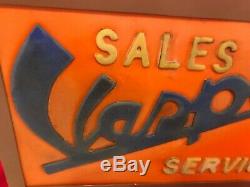 Vintage 1960's Advertising Light Box Vespa Sales Perspex & Metal 47x31x13 Fab