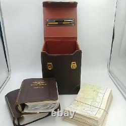 Vintage 1960's Pilot's Leather Map Box Jeppesen Manuals and Midwest Charts