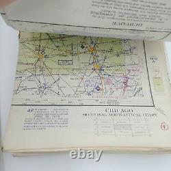 Vintage 1960's Pilot's Leather Map Box Jeppesen Manuals and Midwest Charts