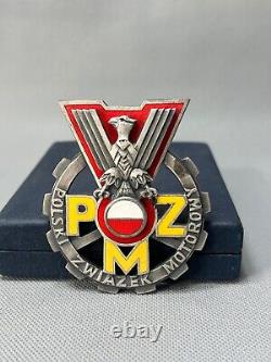 Vintage 1970's Poland Polish PZM Automobile touring Club Car Badge Enamel Box