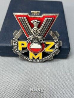 Vintage 1970's Poland Polish PZM Automobile touring Club Car Badge Enamel Box