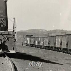 Vintage 2 Trains Photograph Locomotive Railway 8x10 B&W Glossy Box Car Gondola