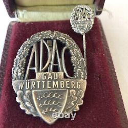 Vintage Adac Gau Wurttemberg Badge An Lapel Pin Original Box
