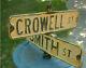 Vintage Antique Street Highway Corner Post Sign (rodney Connie) Crowell & Smith