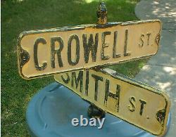 Vintage Antique Street Highway Corner Post Sign (rodney Connie) Crowell & Smith