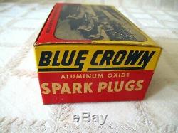 Vintage Blue Crown Spark Plugs- Full New Old Stock Box- Indy 500 Winner-sign