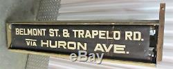 Vintage Boston Trackless Trolley Bus Front Roll Sign in Box Harvard Watertown