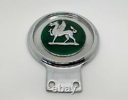 Vintage Chrome AUTOMOTIF Welsh Dragon Green Enamel Car Mascot Badge in Box